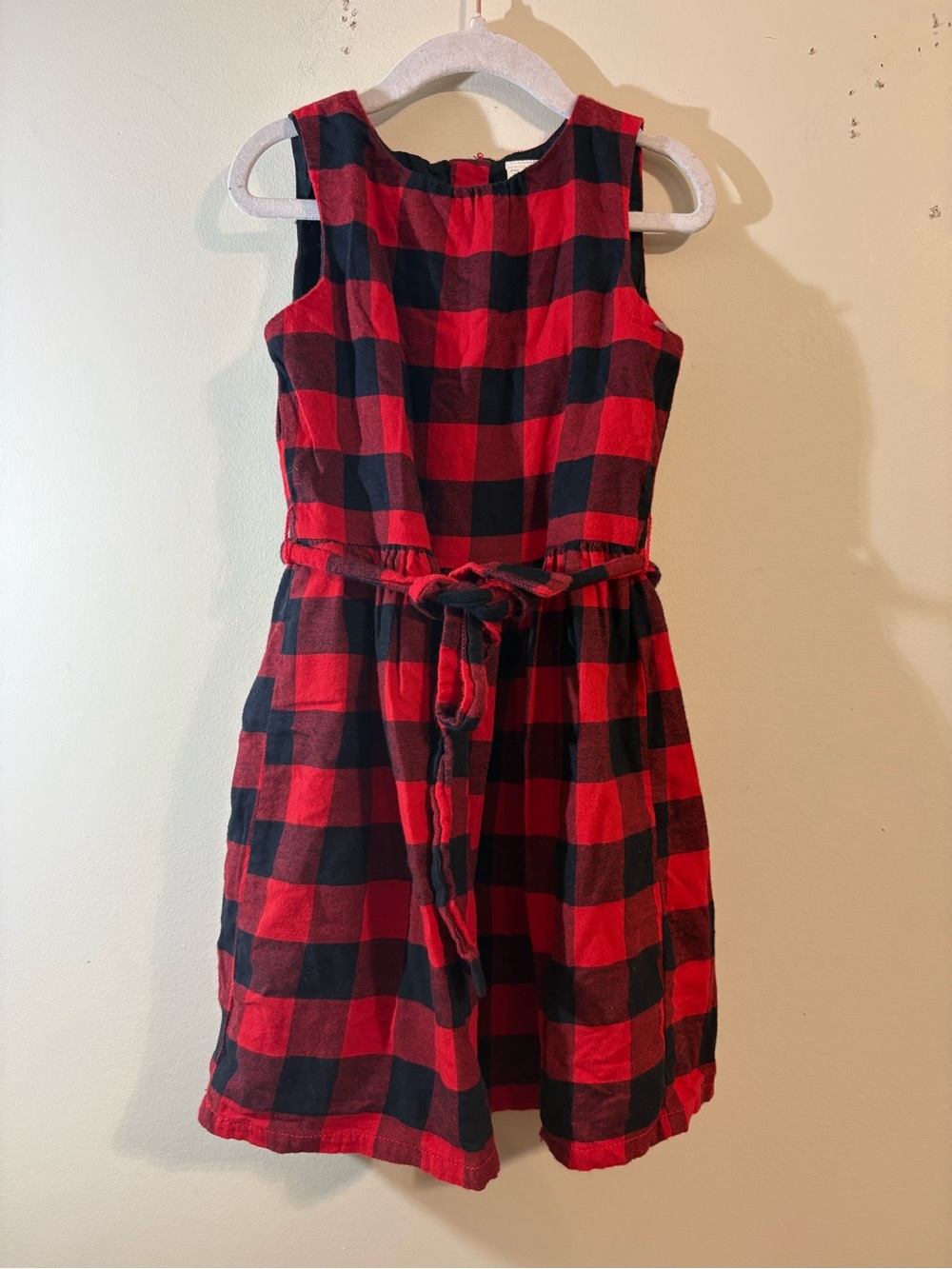 Carter's Dress Girl's Size 5 Black Red Buffalo Sleeveless waist tie